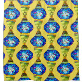 トルコのランプ青モザイクの水彩画 シャワーカーテン (正面)