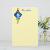 トルコのランプ青モザイクの水彩画 便箋 (スタンド正面)