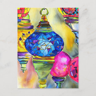 トルコのランプ モザイク 水彩 絵画 ファインアート ポストカード