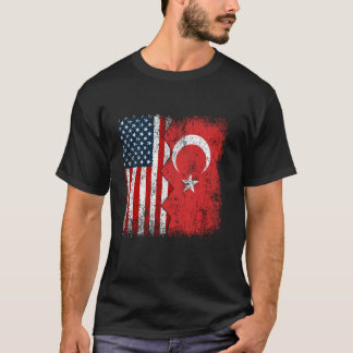 トルコのルーツハーフアメリカ国旗America Turkey Fl Tシャツ