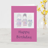 トルコの人形のハッピーバースデーカード カード (黄色い花)