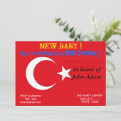 トルコの国旗を使ったベイビーシャワーの招待状 招待状 (スタンド正面)
