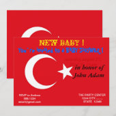 トルコの国旗を使ったベイビーシャワーの招待状 招待状 (正面/裏面)