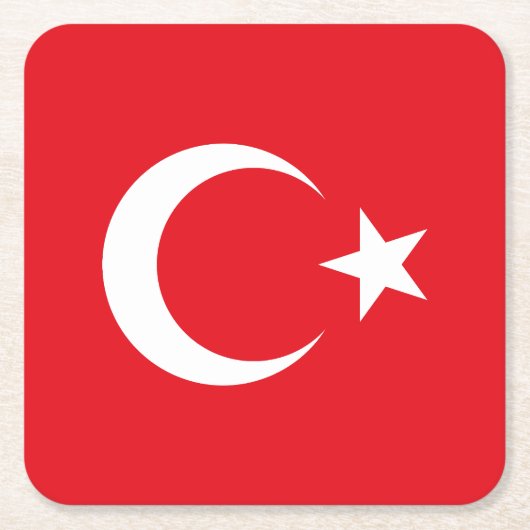 トルコの国旗 スクエアペーパーコースター (正面)