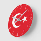 トルコの国旗 ラウンド壁時計 (傾斜)