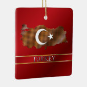 トルコの地図およびトルコの旗の金属金ゴールド セラミックオーナメント (右)