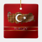 トルコの地図およびトルコの旗の金属金ゴールド セラミックオーナメント (裏面)