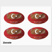 トルコの地図とトルコ国旗の金属ピクセル 楕円形シール (シート)