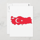トルコの地図に国旗 ポストカード (正面/裏面)