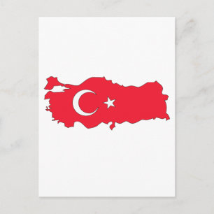 トルコの地図に国旗 ポストカード