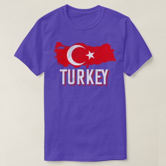 トルコの地図トルコ国旗 Tシャツ (デザイン正面)
