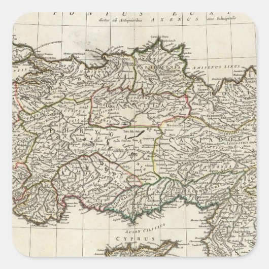 トルコの地図 スクエアシール (正面)