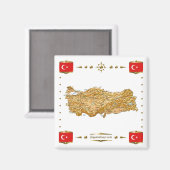 トルコの地図+フラッグマグネット マグネット (正面/裏面)