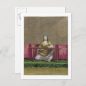 トルコの女の子、刺繍刺繍、18世紀（彫刻） ポストカード (正面/裏面)