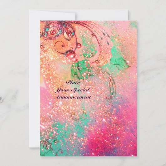 トルコの妖精の物語、明るい赤のピンクの輝き 案内状 (裏面)