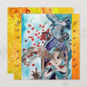 トルコの妖精の物語、明るい赤の黄色の輝き 招待状 (正面/裏面)