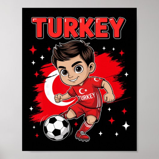 トルコの子どもの目標カートゥーン Türkiye トルコ国旗 B向け ポスター (正面)