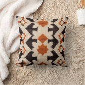 トルコの幾何学的な白キリム枕:ボホシック クッション (ブランケット)