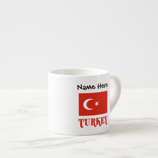 トルコの旗とトルコの名前入り エスプレッソカップ (正面右)