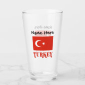 トルコの旗とトルコの名前入り タンブラーグラス (正面)