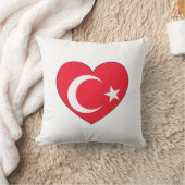 トルコの旗のハート クッション (ブランケット)