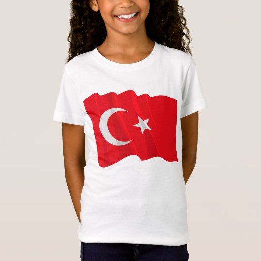 トルコの旗の女の子のTシャツ Tシャツ (正面)