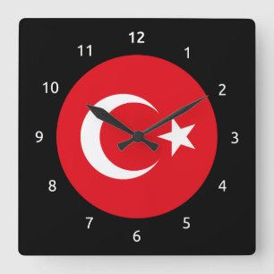 トルコの旗の柱時計 スクエア壁時計