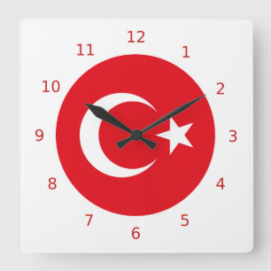 トルコの旗の柱時計 スクエア壁時計