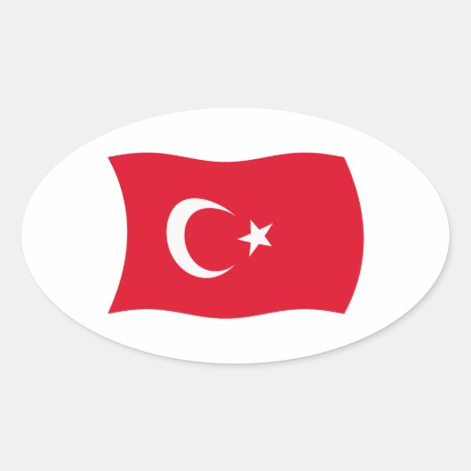 トルコの旗ステッカー 楕円形シール (正面)