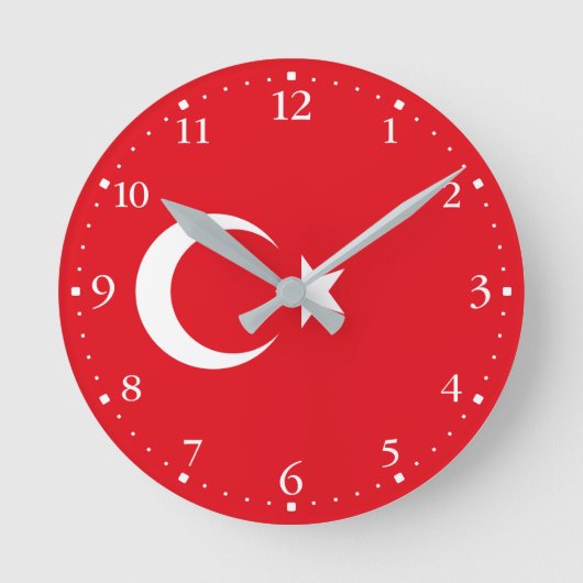 トルコの旗 ラウンド壁時計 (正面)