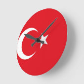 トルコの旗 ラウンド壁時計 (傾斜)