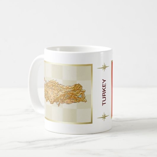 トルコの旗 + 地図のマグ コーヒーマグカップ (正面左)