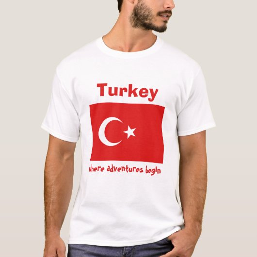 トルコの旗+地図+テキストTシャツ Tシャツ (正面)