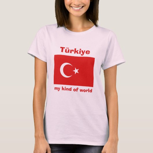 トルコの旗+地図+テキストTシャツ Tシャツ (正面)