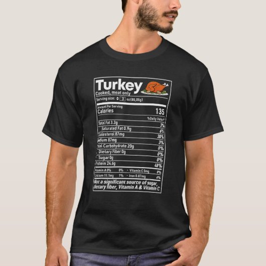 トルコの栄養の事実感謝クリスマスの食べ物 Tシャツ (正面)