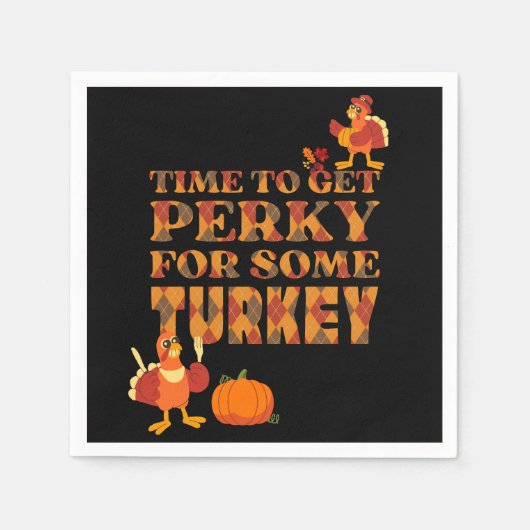 トルコの格子模様の感謝祭のためのおもしろい スタンダードカクテルナプキン (正面)