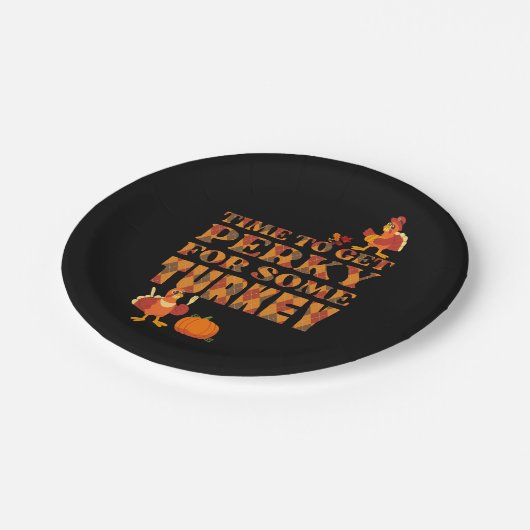 トルコの格子模様の感謝祭のためのおもしろい ペーパープレート (アングル)