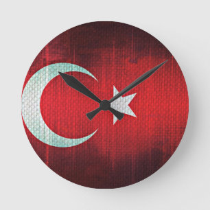 トルコの様式化された国旗 ラウンド壁時計