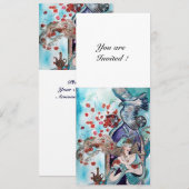 トルコの民話,鮮やかな赤 青 白 招待状 (正面/裏面)