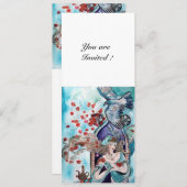 トルコの童話 ,鮮やかな赤 青 白 招待状 (正面/裏面)