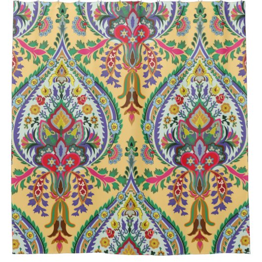 トルコの縫い目のない模様。ヴィンテージ シャワーカーテン (正面)