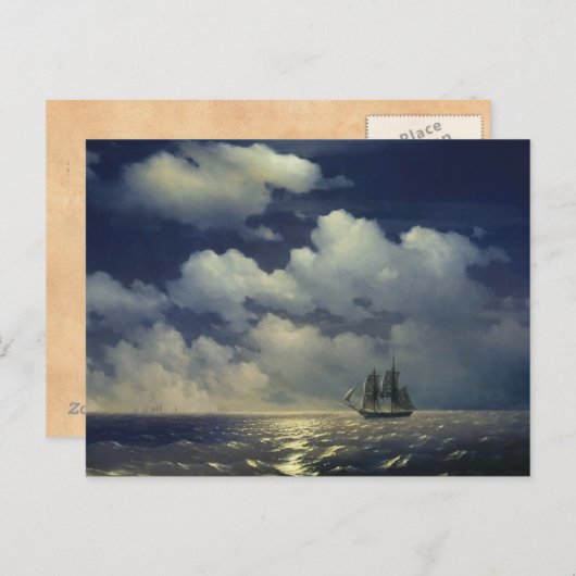 「トルコの船に勝利した後の水星号」 ポストカード (正面/裏面)