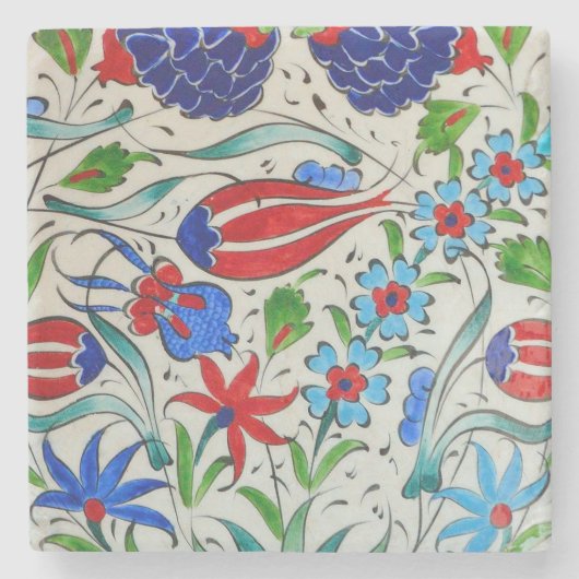 トルコの花柄 ストーンコースター (正面)