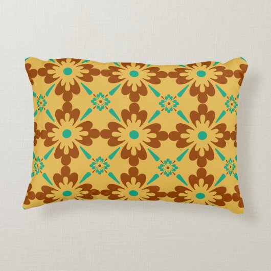 トルコの茶色と黄色のスペインのタイル模様 アクセントクッション (裏面)