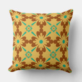 トルコの茶色と黄色のスペインのタイル模様 クッション (正面)