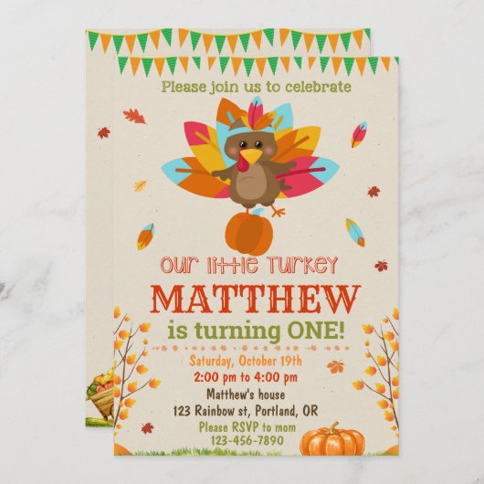 トルコの誕生日の招待トルコの招待ボーイ 招待状 (正面/裏面)