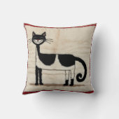 トルコの財宝：ネコ白黒キリム枕 クッション (裏面)