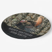 トルコの迷彩柄の狩りのハッピーバースデーの名札 ペーパープレート (アングル)