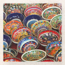 トルコの陶器鉢 ガラスコースター