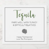 トルコの難しい親戚とのテキラペア リキュールボトルラベル (シングルラベル)